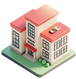 3D primary school building icon